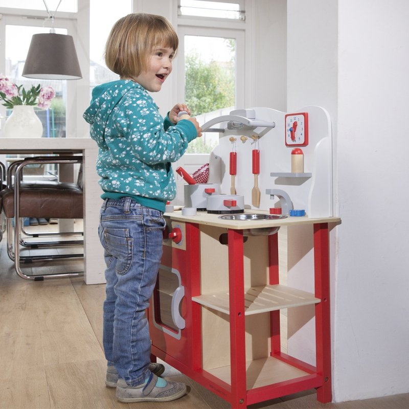 Cuisine enfant en bois massif bleue jouet d'imitation dès 3 ans