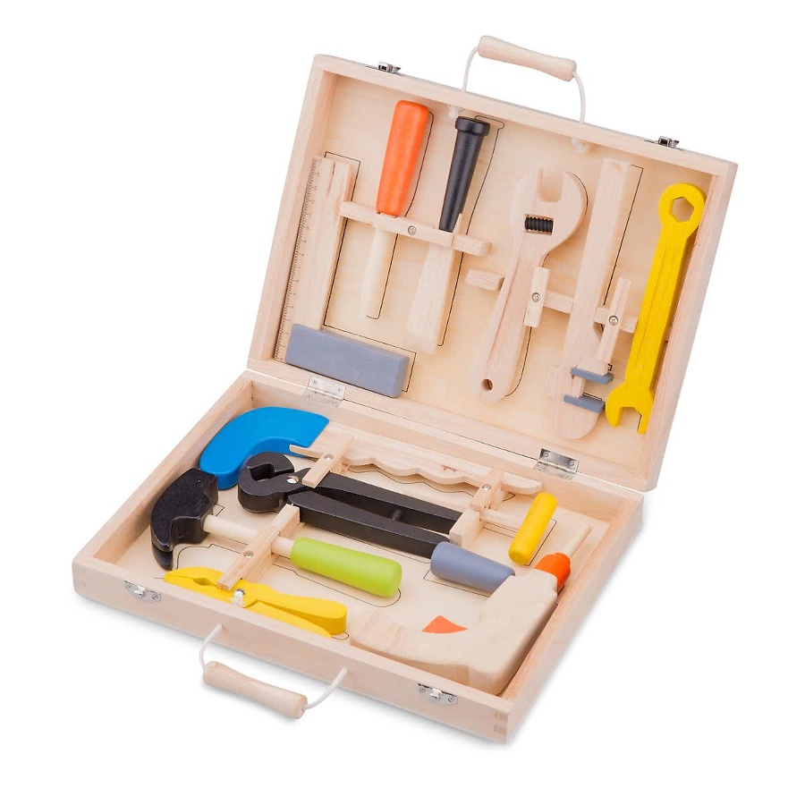 Boite à outils jouets en bois pour imiter papa, New Classic Toys