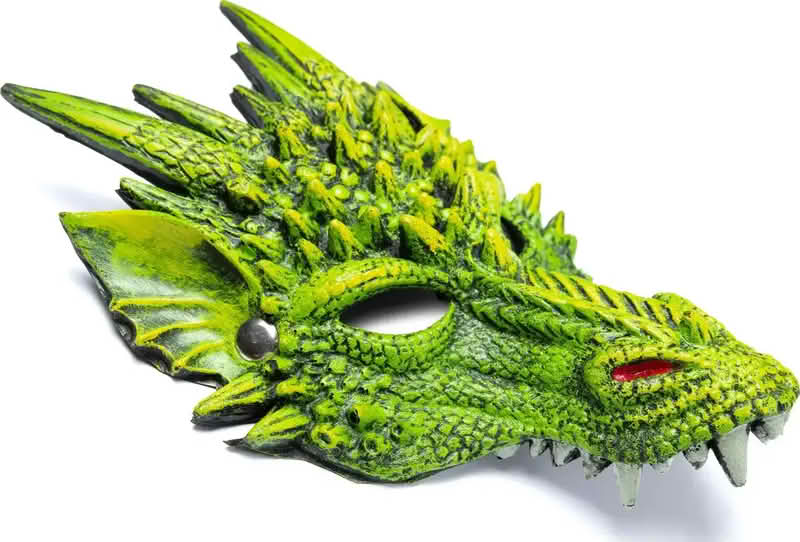 Masque tête de dragon pour enfant, vu de profil. Marque Great Pretenders