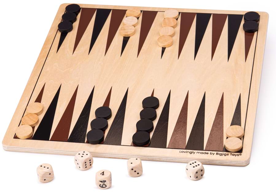 Jeu de backgammon plat en bois Bigjigs