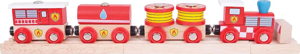 Train de pompiers pour circuit de train en bois Brio, Bigjigs