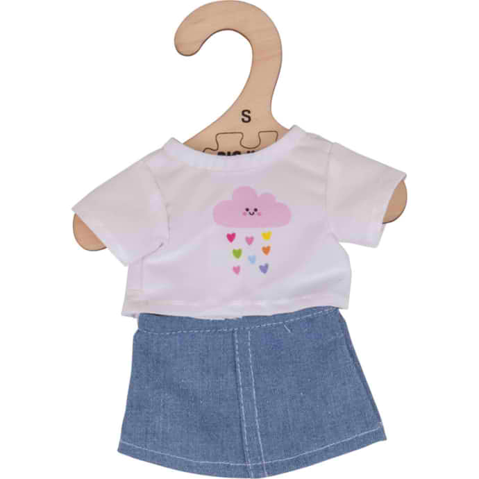 Jupe en jean et tee-shirt pour poupée de chiffon