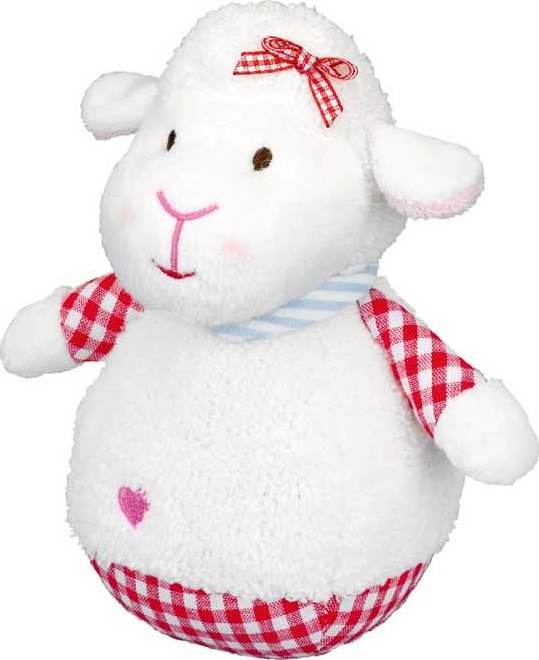 Culbuto sonore en peluche mouton, singe ou cheval